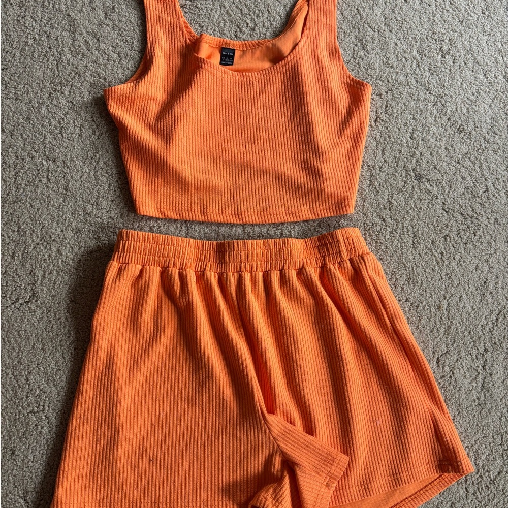 SHEIN Orange Pajama Set Intimates & Sleepwear